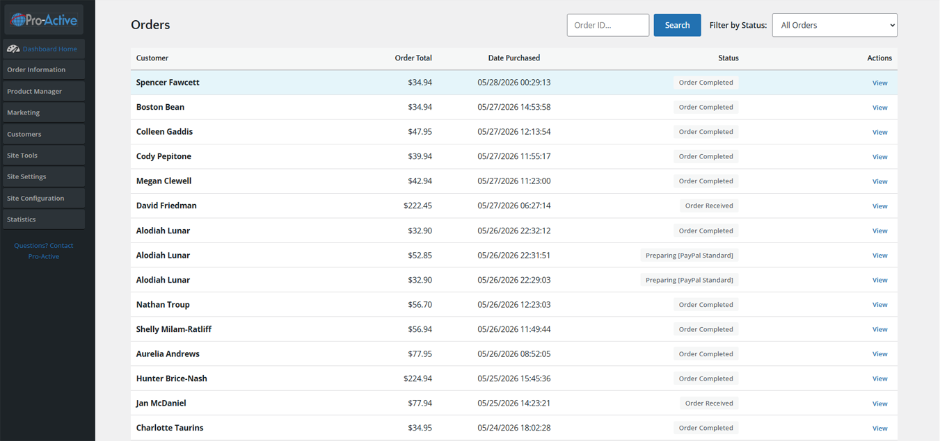 Orders List
